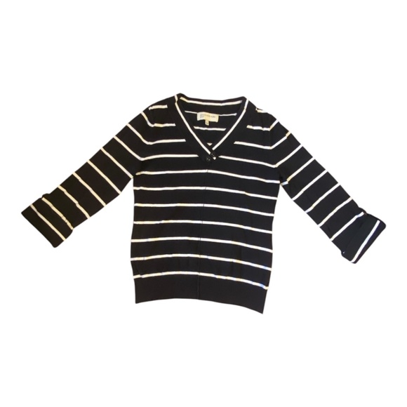 Jones New York cotton blend nautical stripes 3/4 length sleeve sweater. Sz S - Picture 6 of 16